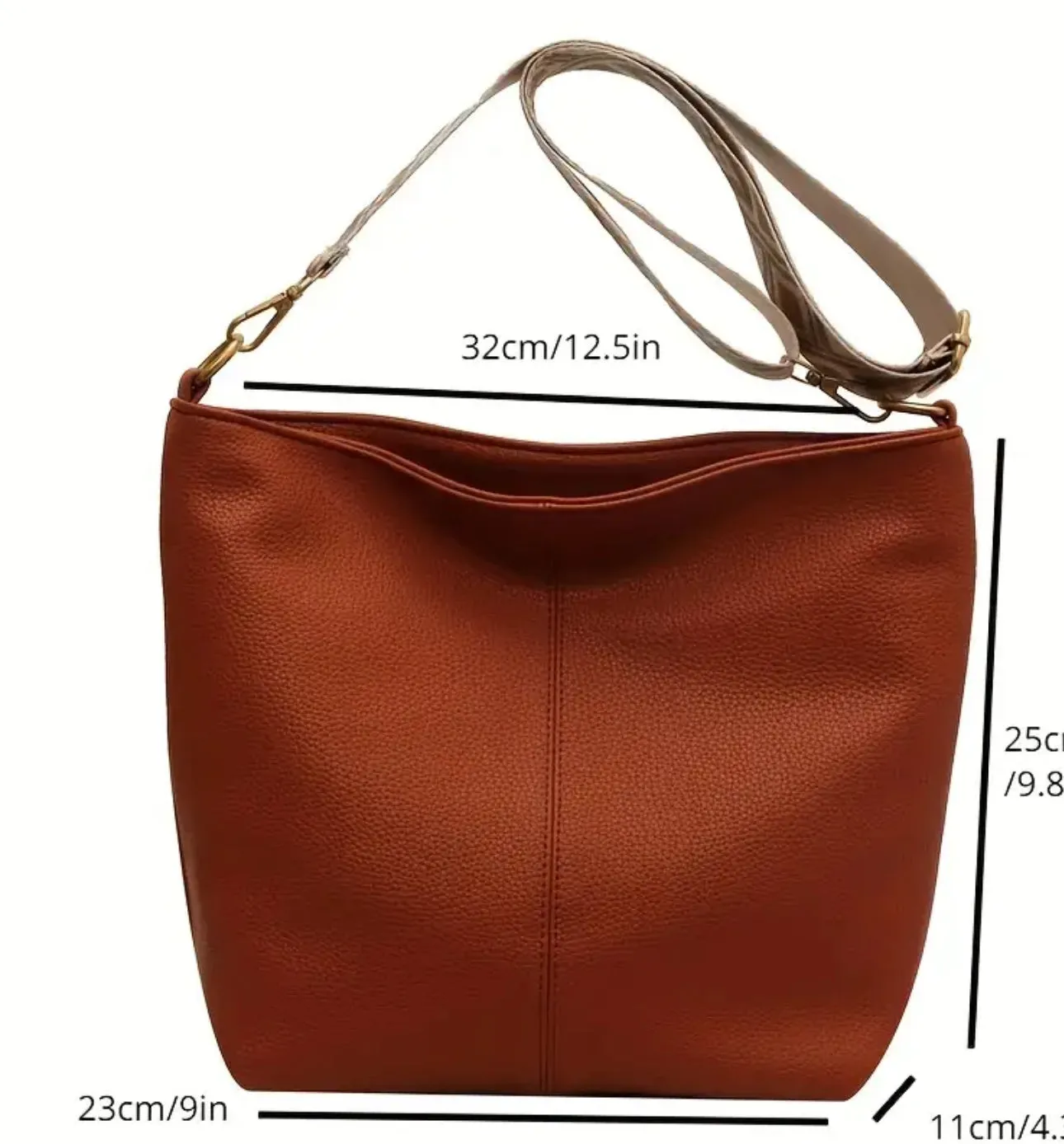 Simple Large-capacity Crossbody Bag, Casual Multi-functional Commuter Bag, PU Leather Texture Shoulder Bag