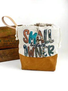 Small Business Owner Waxed Canvas Project Bag, Canvas Project Bag, Project Bag for Knitters, Knitting Bag