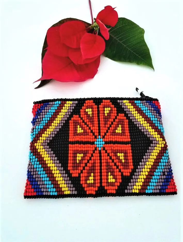 Small Mexican Handcrafted Chaquira Beaded Coin Purse