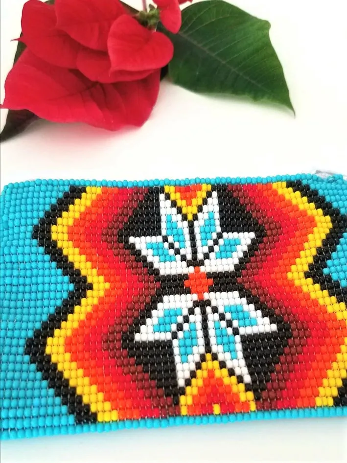 Small Mexican Handcrafted Chaquira Beaded Coin Purse