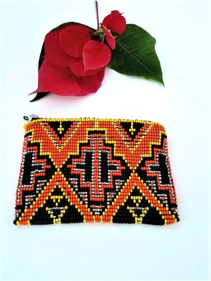 Small Mexican Handcrafted Chaquira Beaded Coin Purse