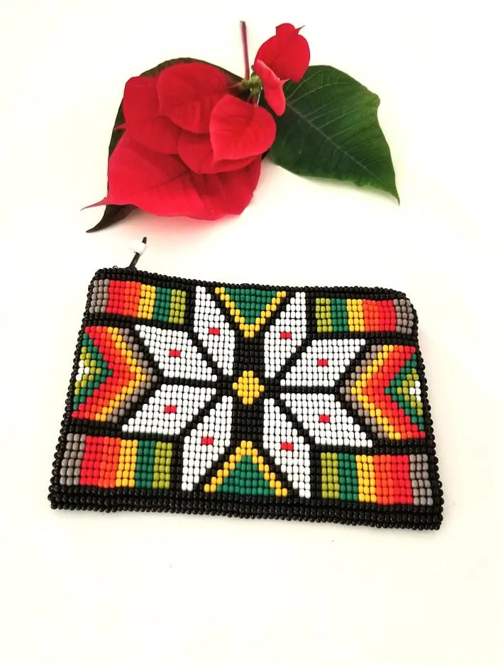 Small Mexican Handcrafted Chaquira Beaded Coin Purse