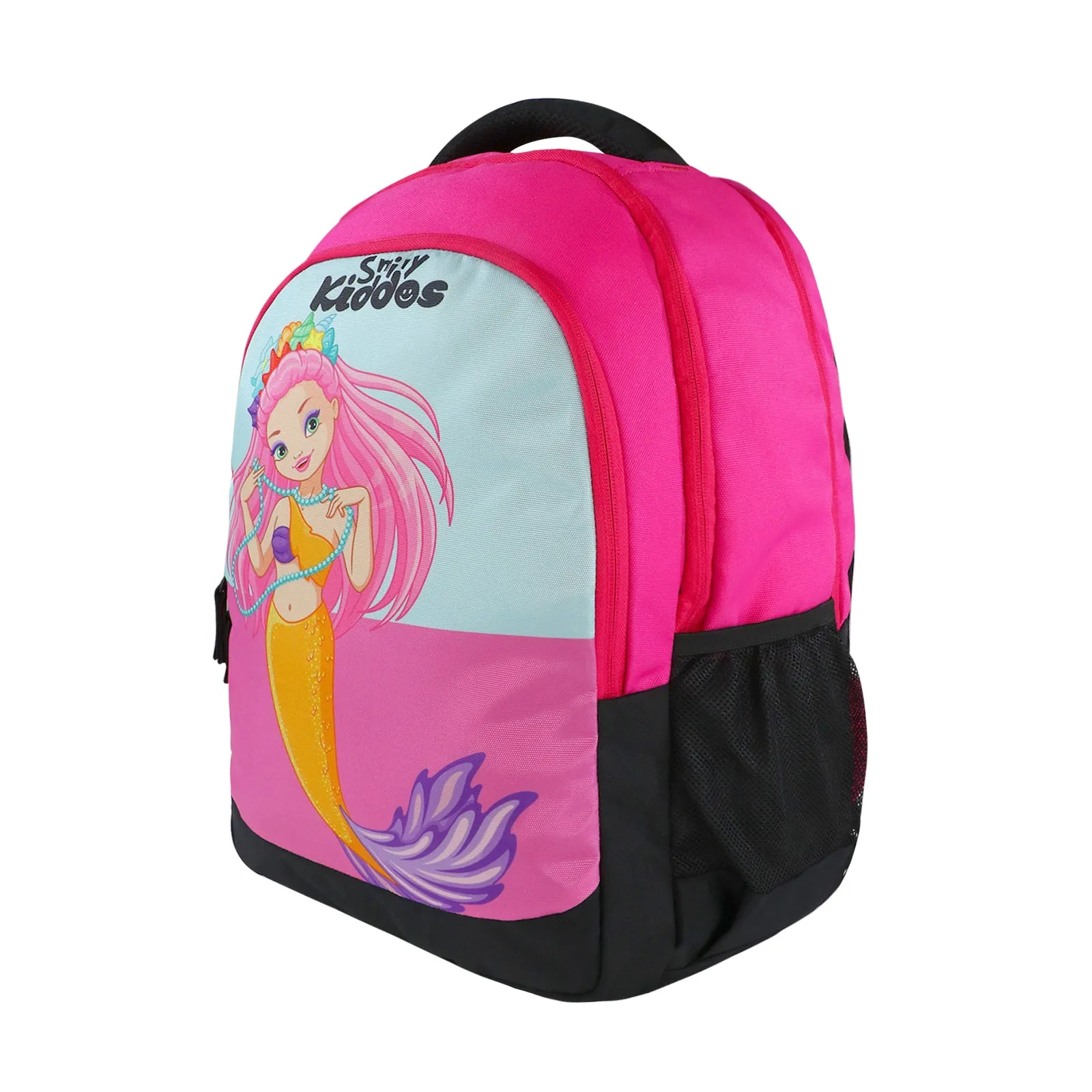 Smily Kiddos 29 Ltrs Junior School Bag  - Mermaid Theme - Dark Pink LxWxH :45 X 33 X 20 CM