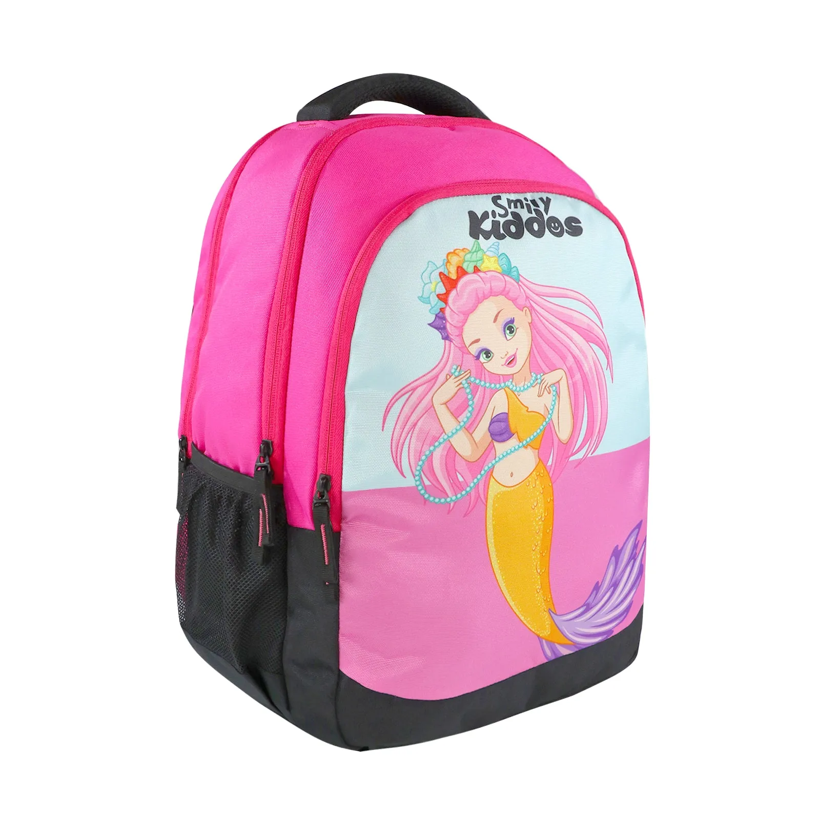 Smily Kiddos 29 Ltrs Junior School Bag  - Mermaid Theme - Dark Pink LxWxH :45 X 33 X 20 CM