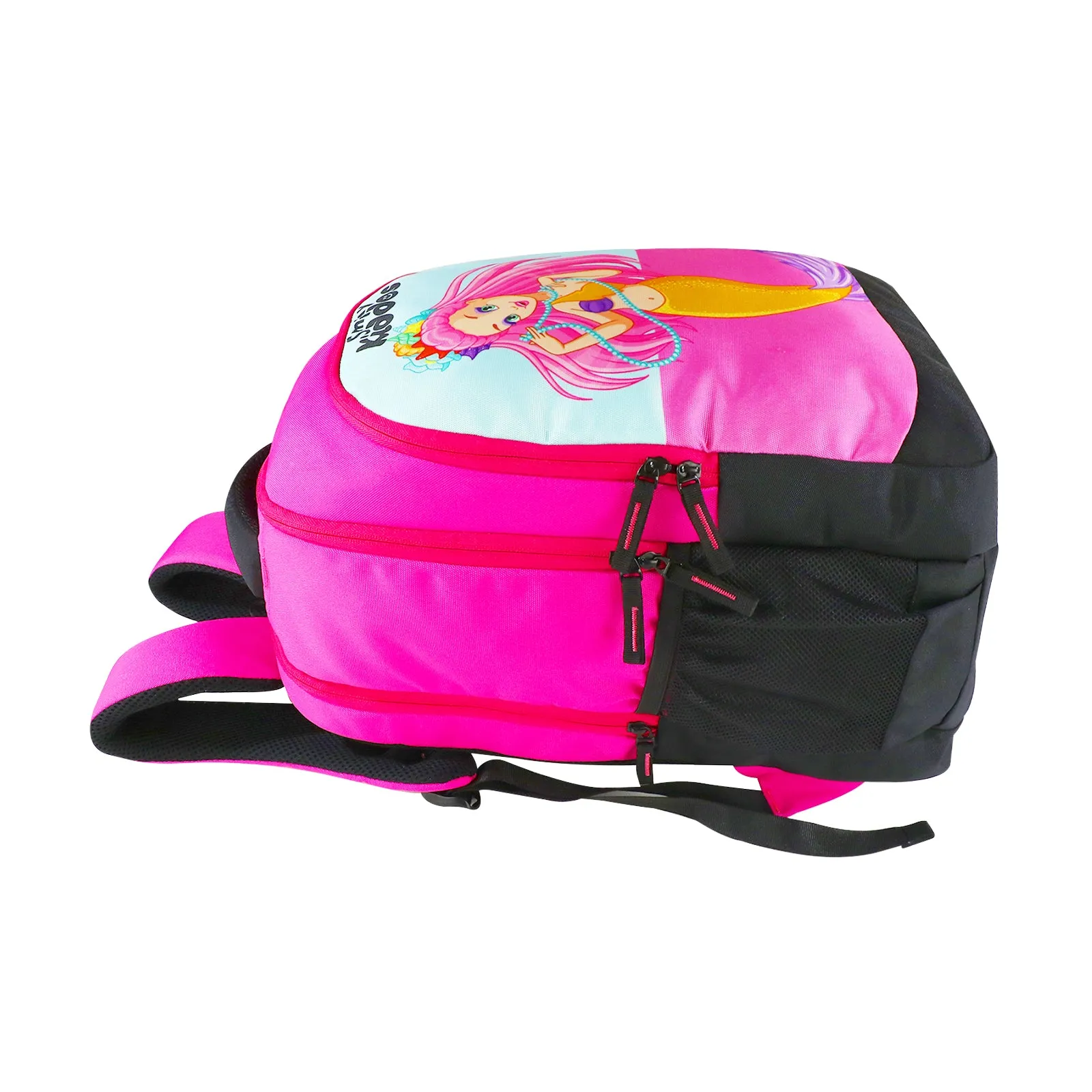 Smily Kiddos 29 Ltrs Junior School Bag  - Mermaid Theme - Dark Pink LxWxH :45 X 33 X 20 CM