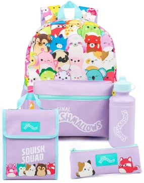 Squishmallows Back Pack 4 Piece Set Printed Unisex Kids Purple 4 Piece Backpack Set