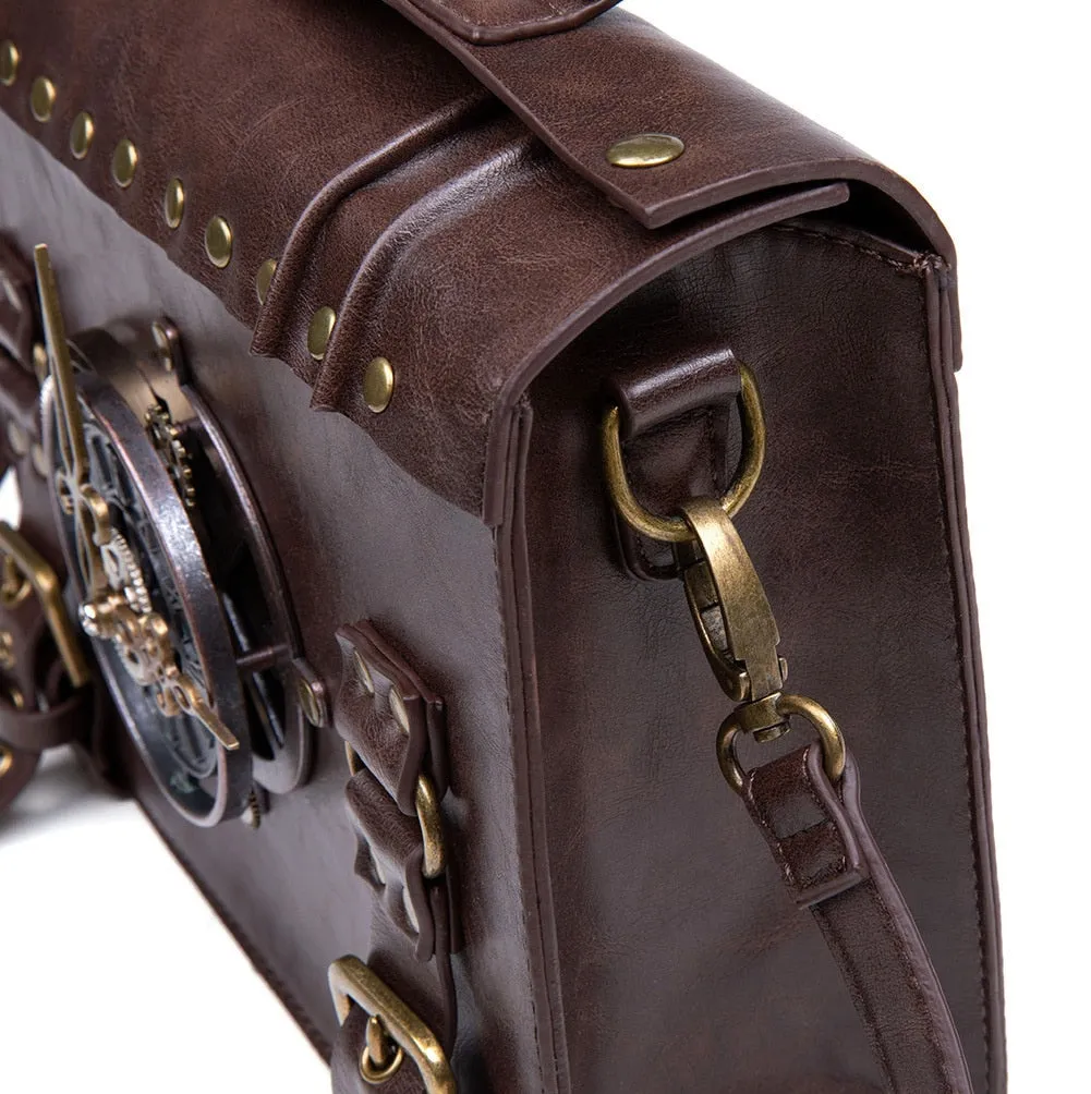 Steampunk Leather Messenger Bag