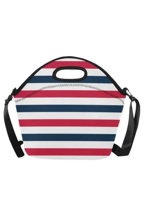 stripesbluegraywhite copy Neoprene Lunch Bag/Large (Model 1669)