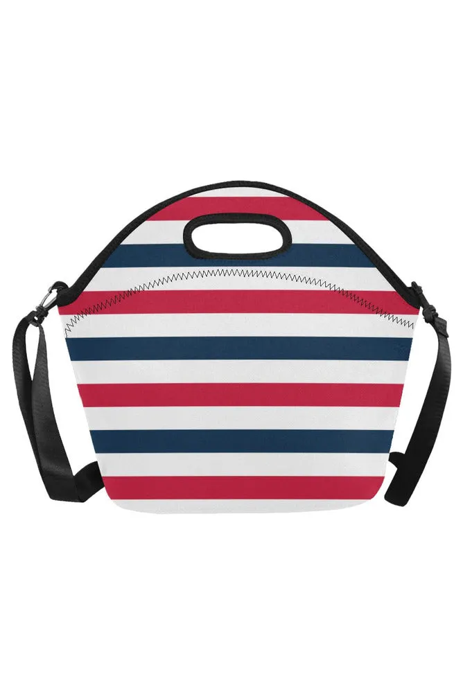 stripesbluegraywhite copy Neoprene Lunch Bag/Large (Model 1669)