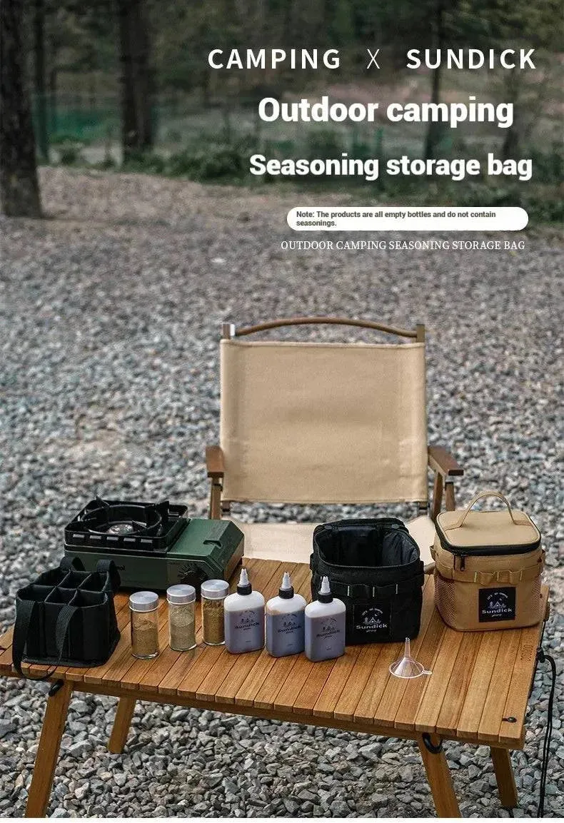 SUNDICK Outdoor Camping Seasoning Storage Bag Black Khaki Color Comes With Seasoning Bottle