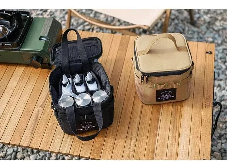 SUNDICK Outdoor Camping Seasoning Storage Bag Black Khaki Color Comes With Seasoning Bottle