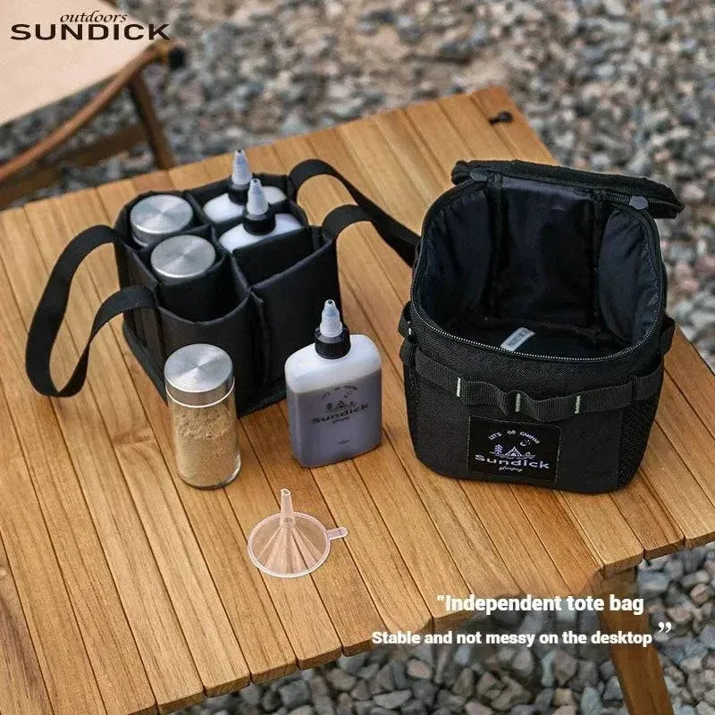 SUNDICK Outdoor Camping Seasoning Storage Bag Black Khaki Color Comes With Seasoning Bottle