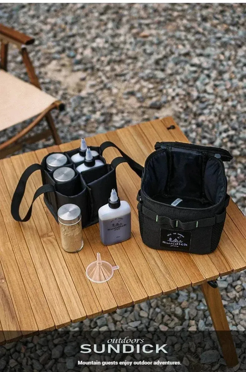 SUNDICK Outdoor Camping Seasoning Storage Bag Black Khaki Color Comes With Seasoning Bottle