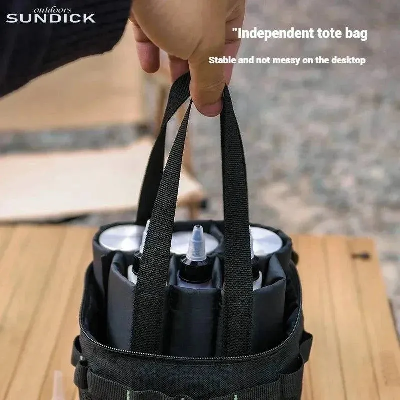 SUNDICK Outdoor Camping Seasoning Storage Bag Black Khaki Color Comes With Seasoning Bottle