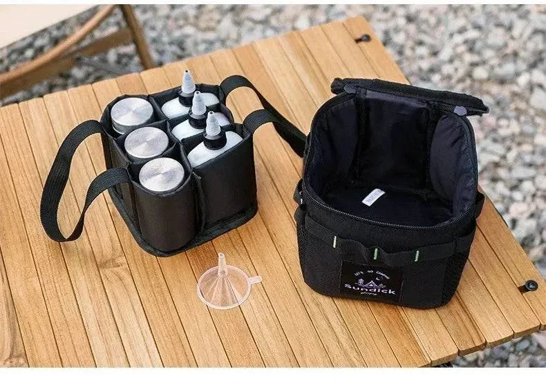 SUNDICK Outdoor Camping Seasoning Storage Bag Black Khaki Color Comes With Seasoning Bottle