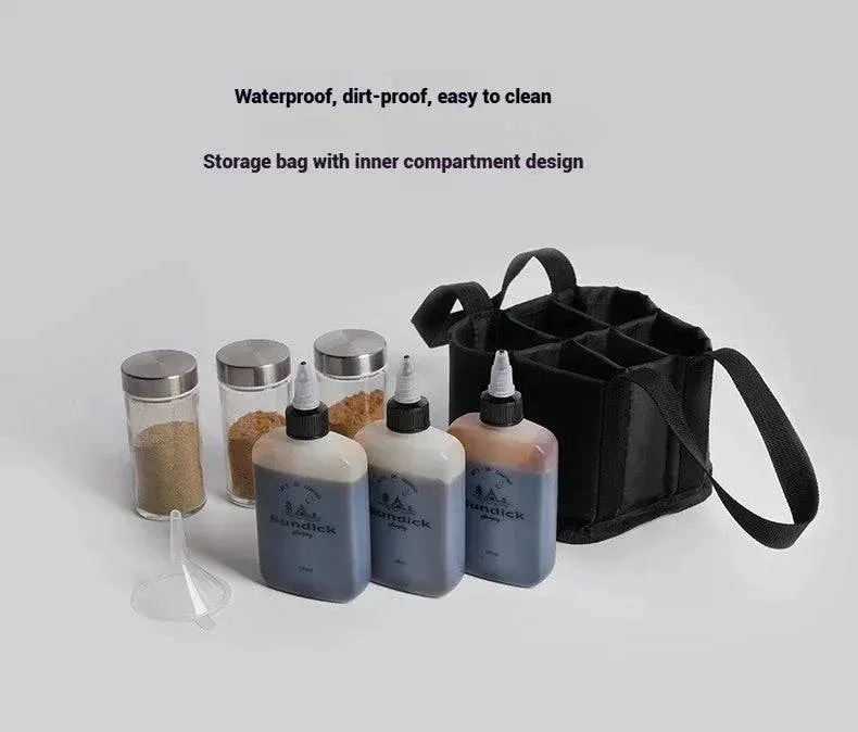 SUNDICK Outdoor Camping Seasoning Storage Bag Black Khaki Color Comes With Seasoning Bottle