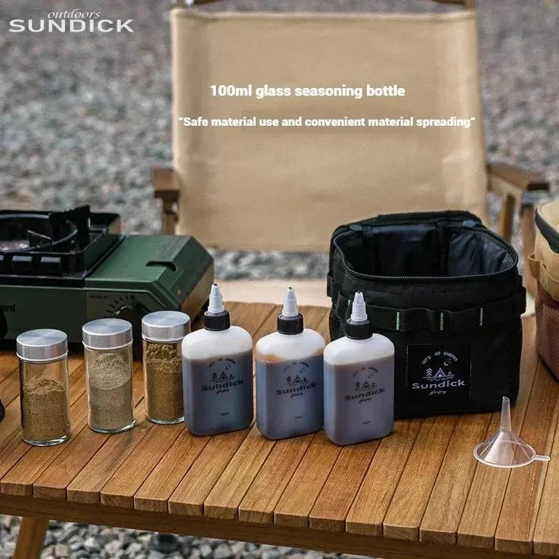 SUNDICK Outdoor Camping Seasoning Storage Bag Black Khaki Color Comes With Seasoning Bottle