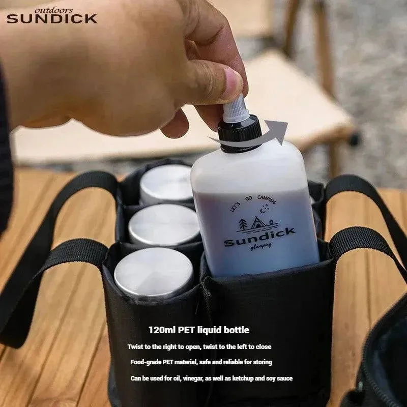 SUNDICK Outdoor Camping Seasoning Storage Bag Black Khaki Color Comes With Seasoning Bottle