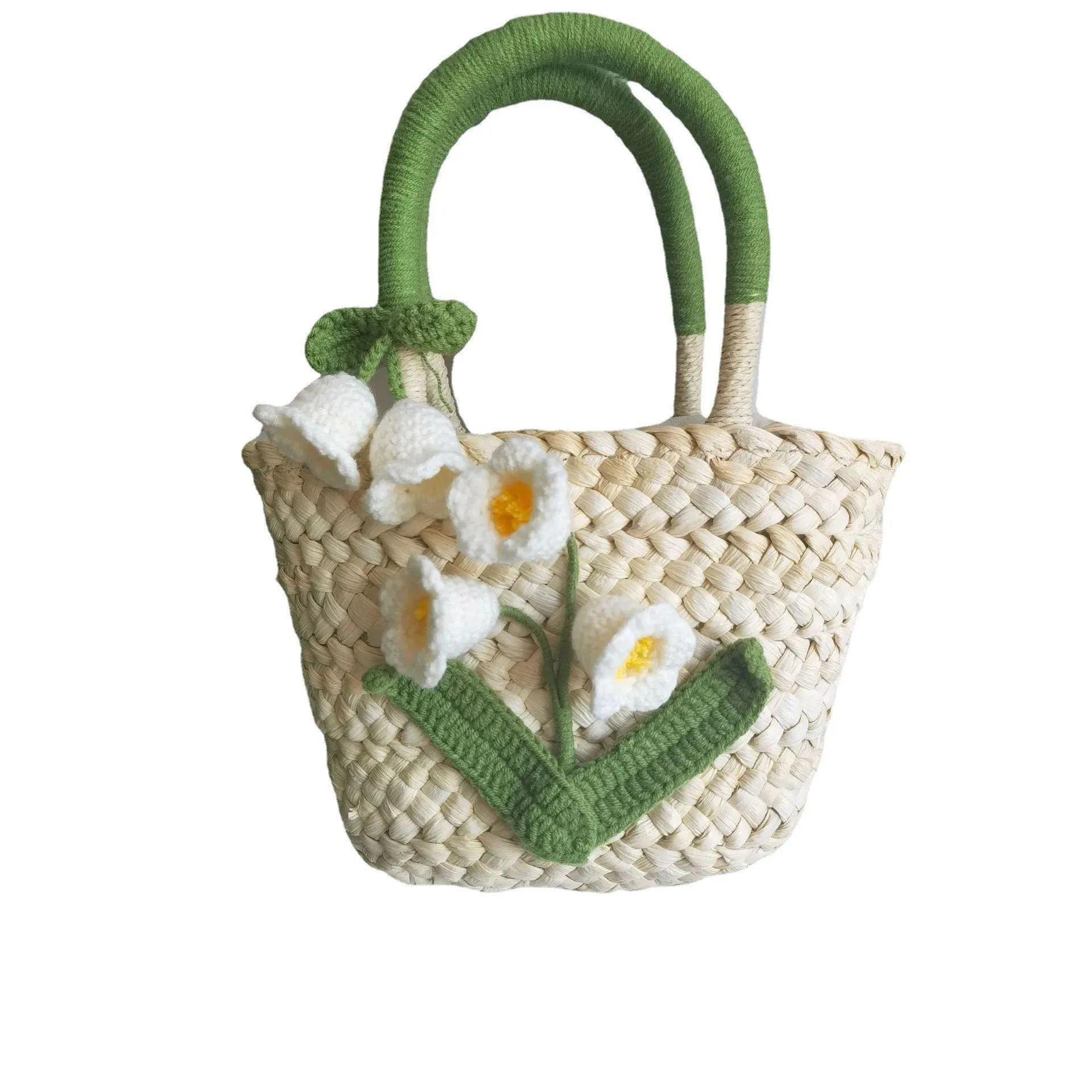 TAVIMART  -  Summer Small Fresh Handmade Lily Of The Valley Woven Bag Idyllic Outing Camping Beach straw Handbag