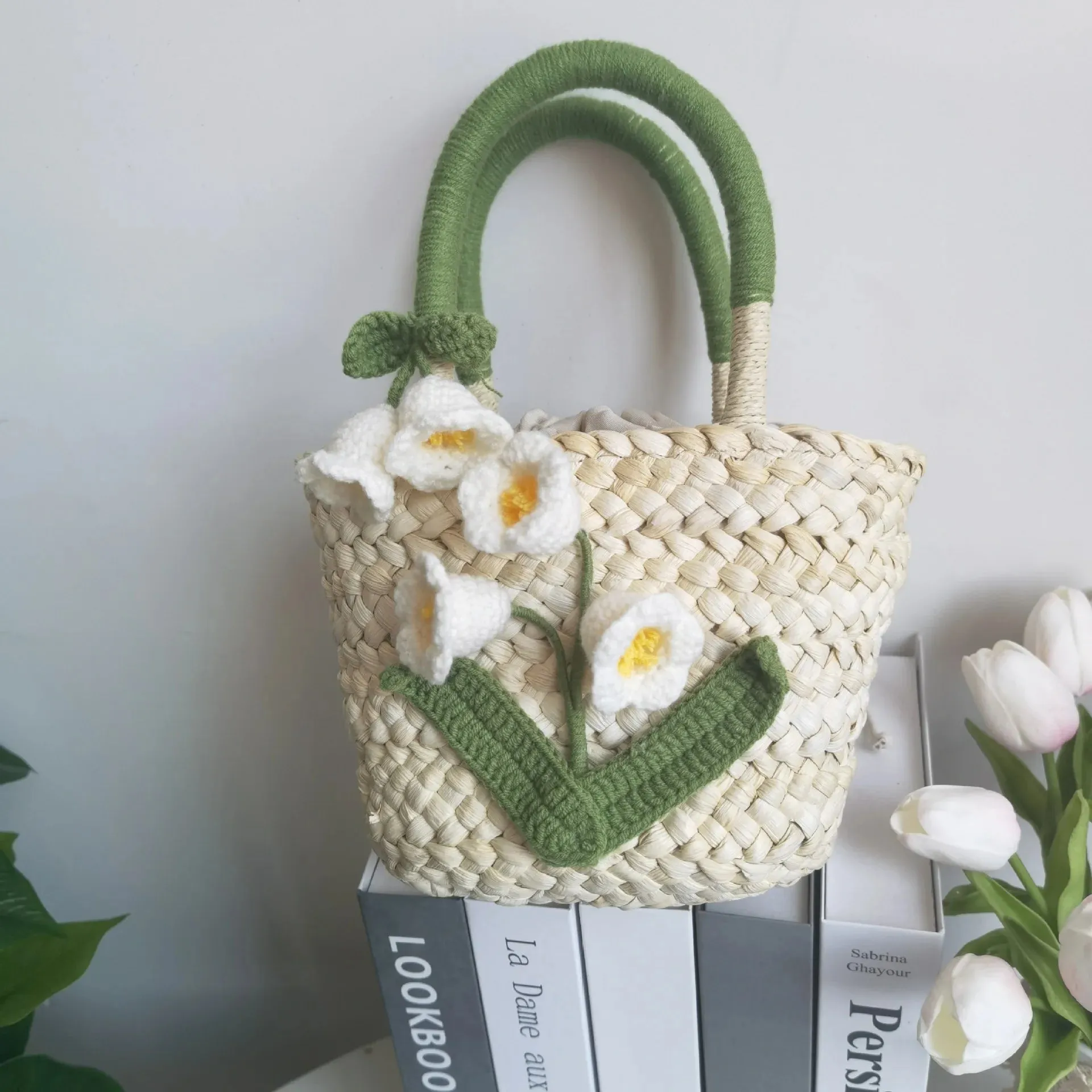 TAVIMART  -  Summer Small Fresh Handmade Lily Of The Valley Woven Bag Idyllic Outing Camping Beach straw Handbag