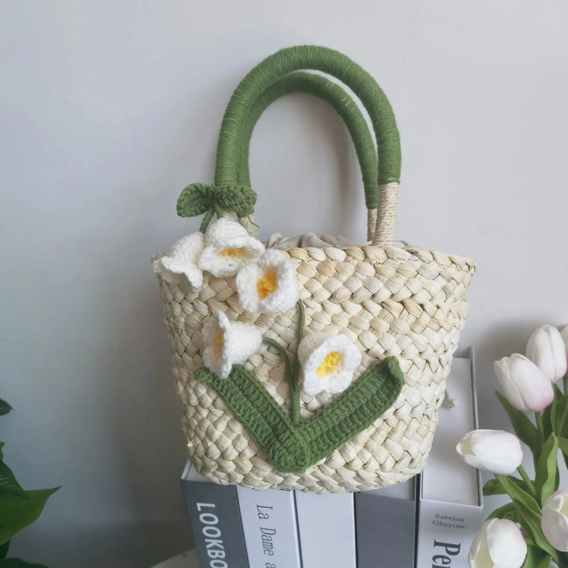 TAVIMART  -  Summer Small Fresh Handmade Lily Of The Valley Woven Bag Idyllic Outing Camping Beach straw Handbag