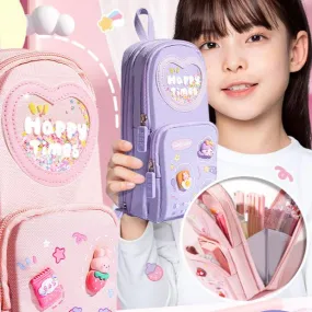 Three-Layer Cartoon Schoolbag and Pencil Case Set