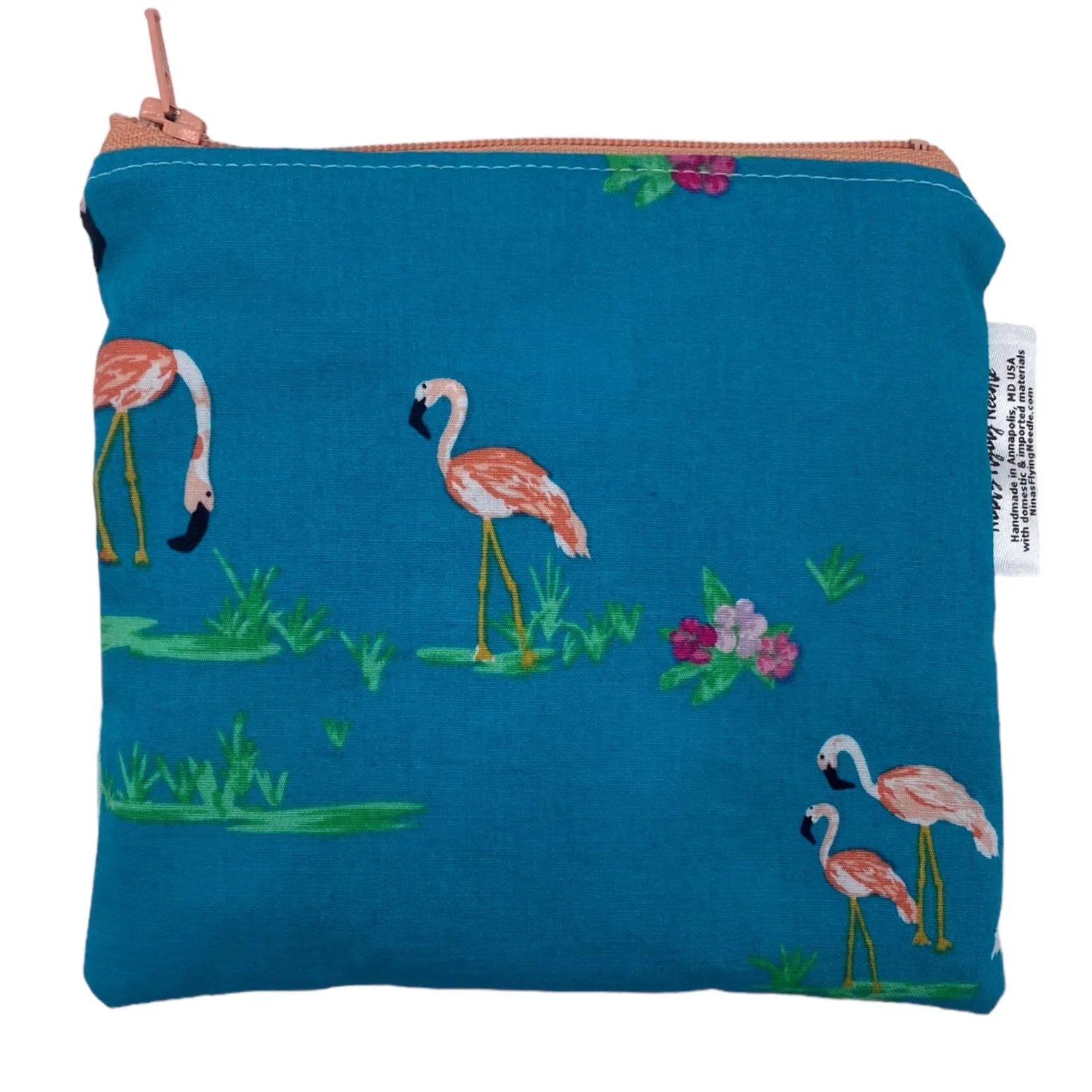 Toddler Sized Reusable Zippered Bag Flamingos Combo Print