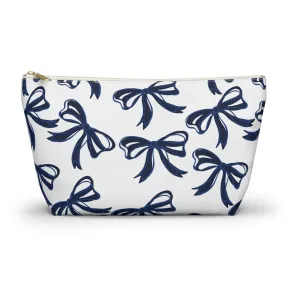 Trendy Bow Makeup Bag - Graduation Gift, Bed Party Gift, Acceptance Gift, College Gift, Blue and White, Penn State, Utah State