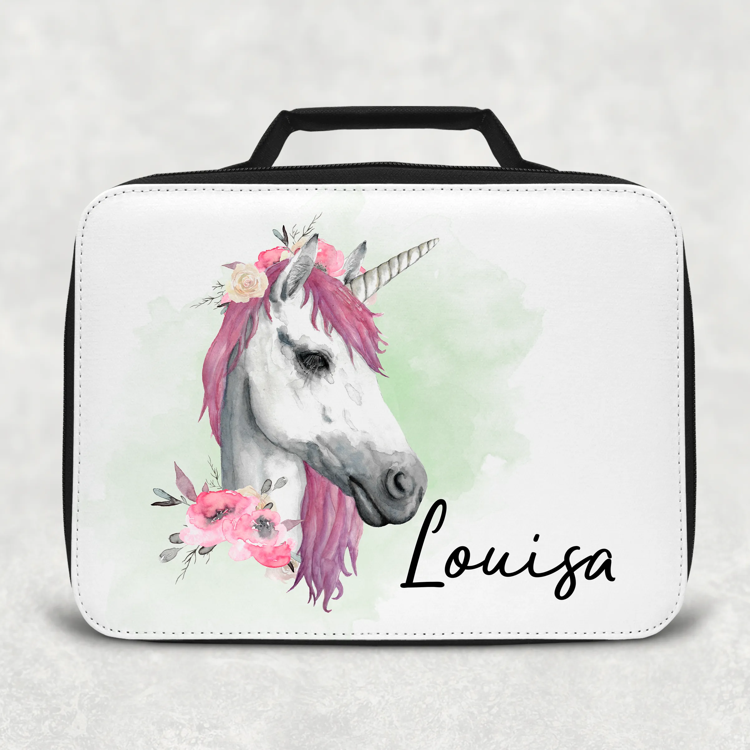 Unicorn Watercolour Personalised Insulated Lunch Bag