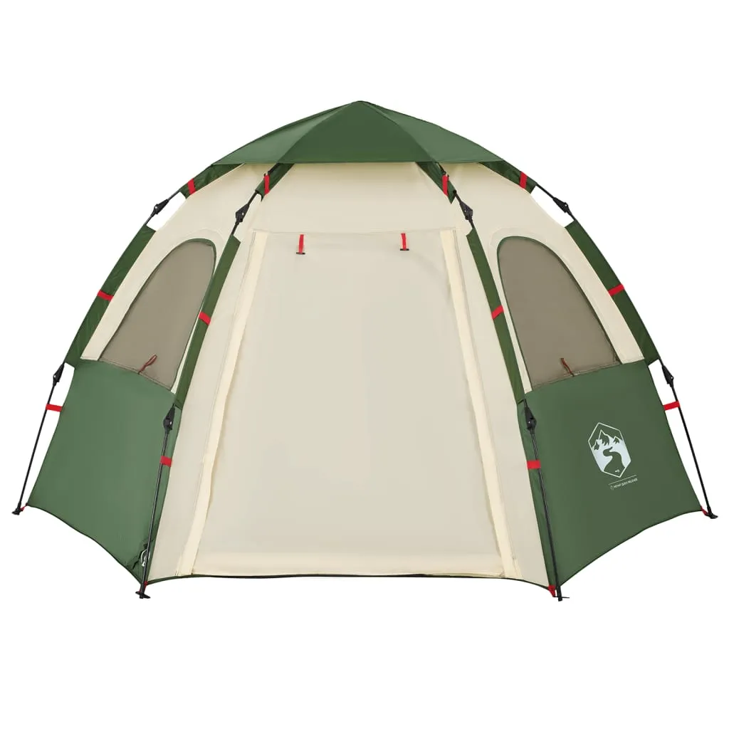 vidaXL Camping Tent Cabin 4-Person Green Quick Release