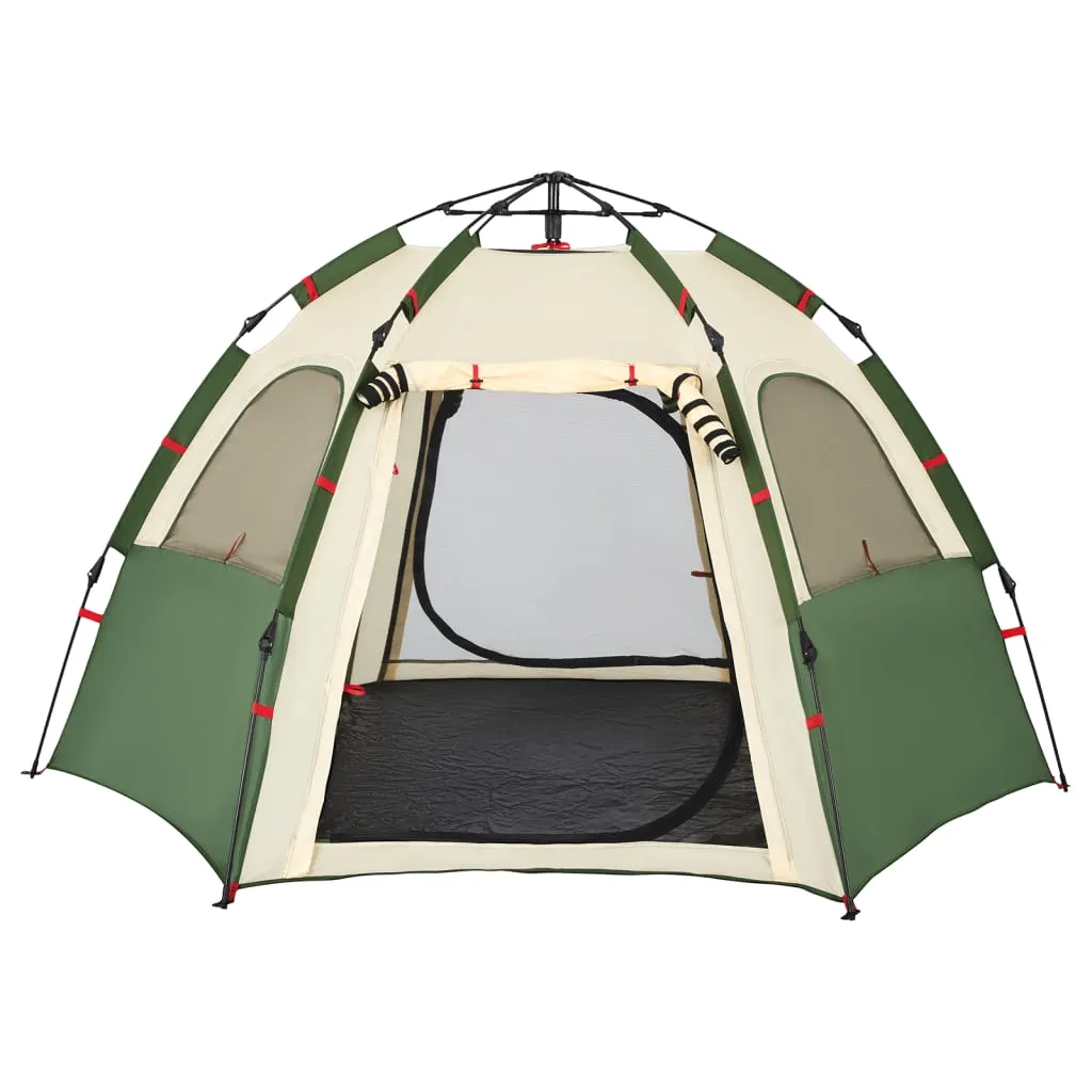 vidaXL Camping Tent Cabin 4-Person Green Quick Release