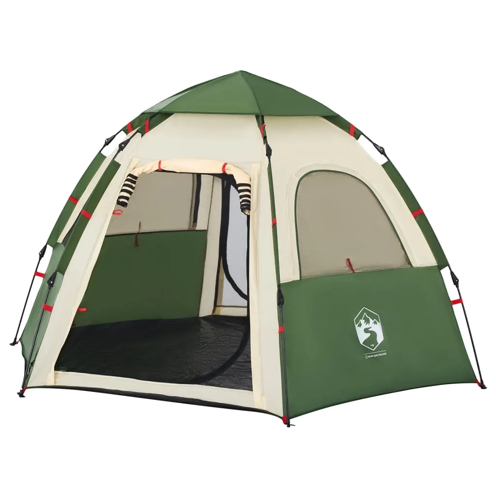 vidaXL Camping Tent Cabin 4-Person Green Quick Release