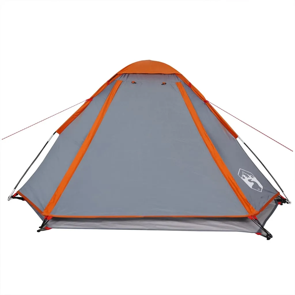 vidaXL Camping Tent Dome 4-Person Grey and Orange Waterproof