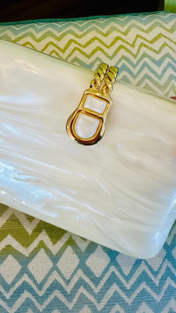 Vintage Lucite Pearl Marbolized Purse