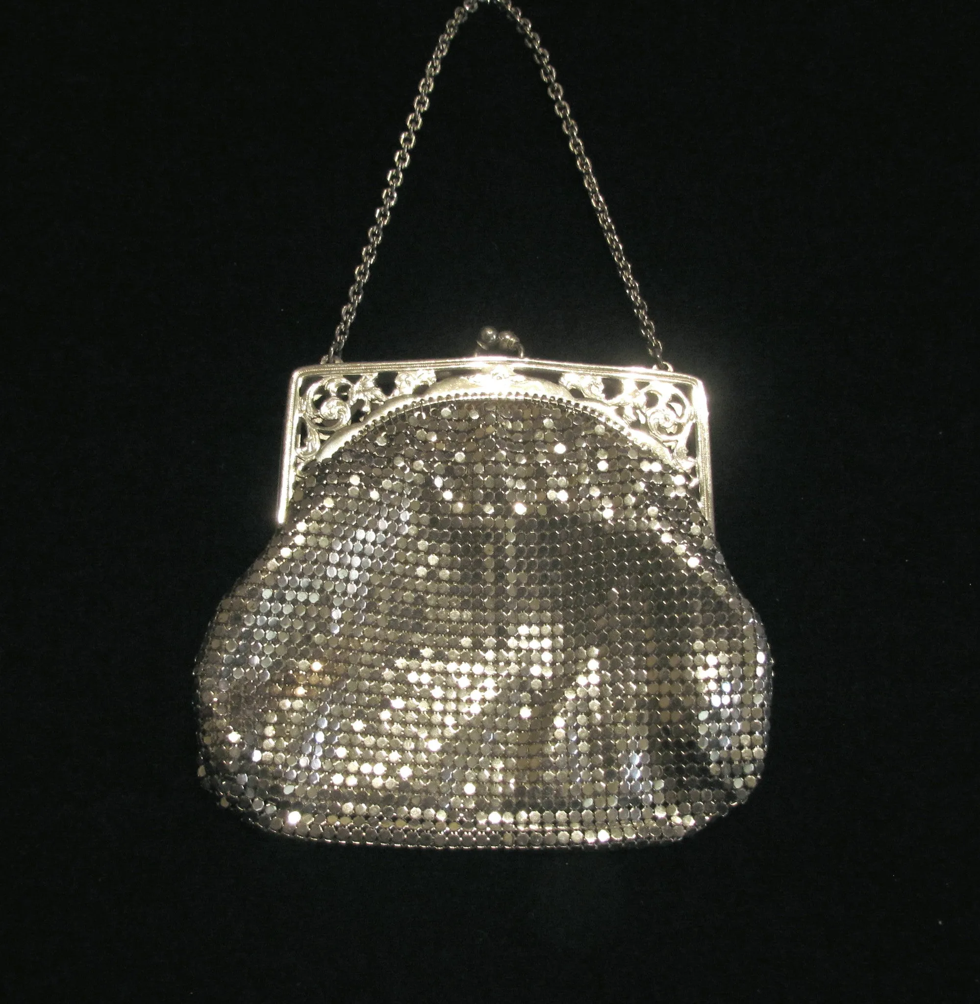 Vintage Whiting Davis Silver Mesh Purse Evening Bag Excellent Condition