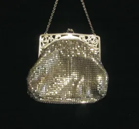 Vintage Whiting Davis Silver Mesh Purse Evening Bag Excellent Condition