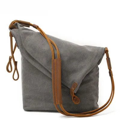 Vintage Women Crossbody Leather Canvas Bags