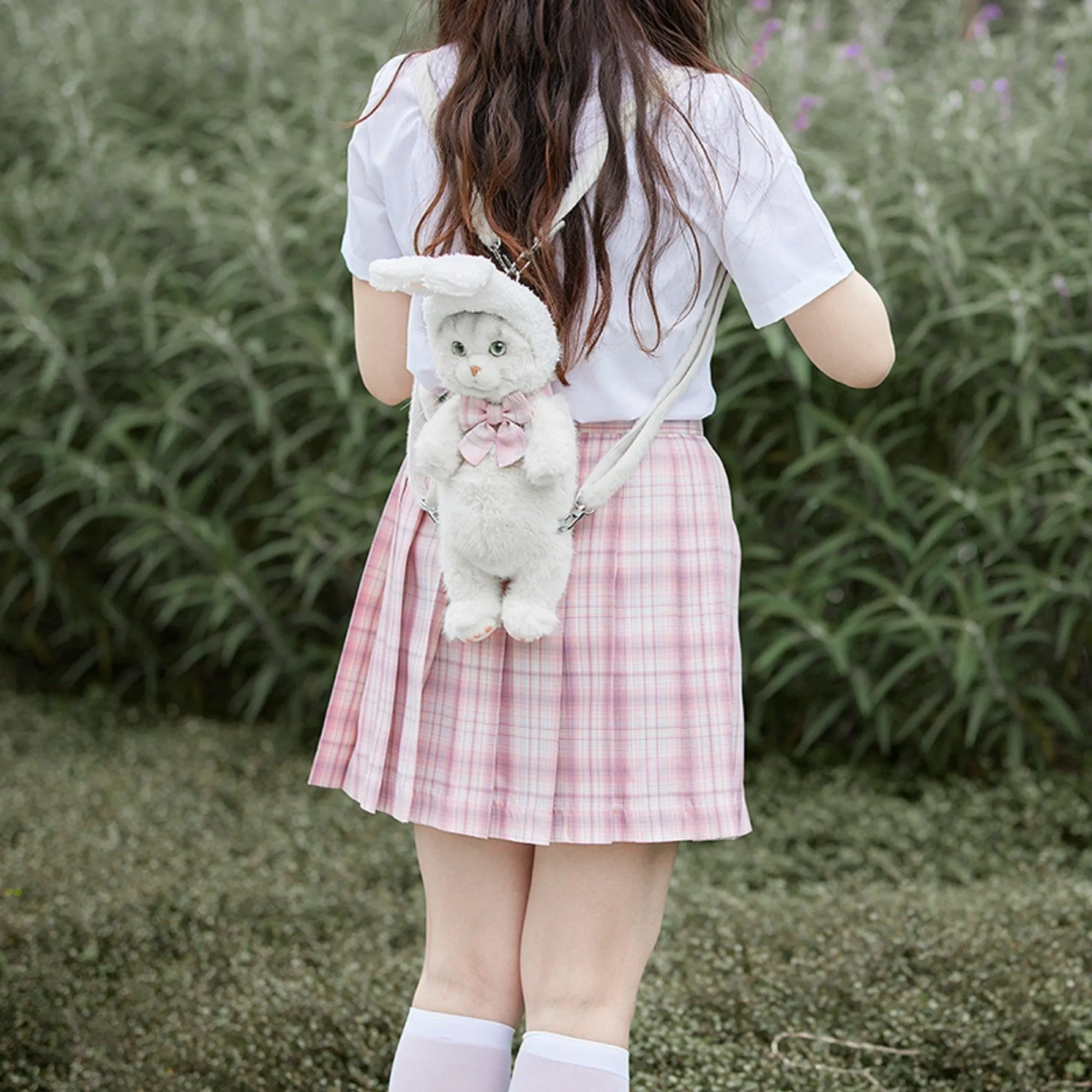 White Short-hair Cat Backpack