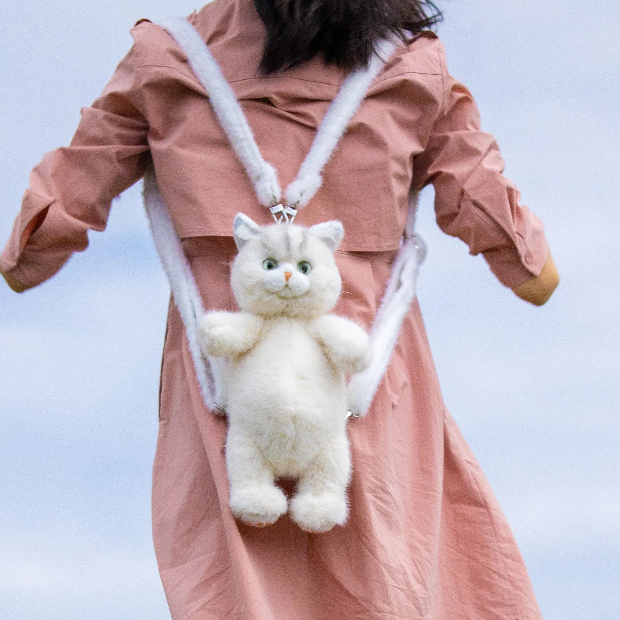 White Short-hair Cat Backpack