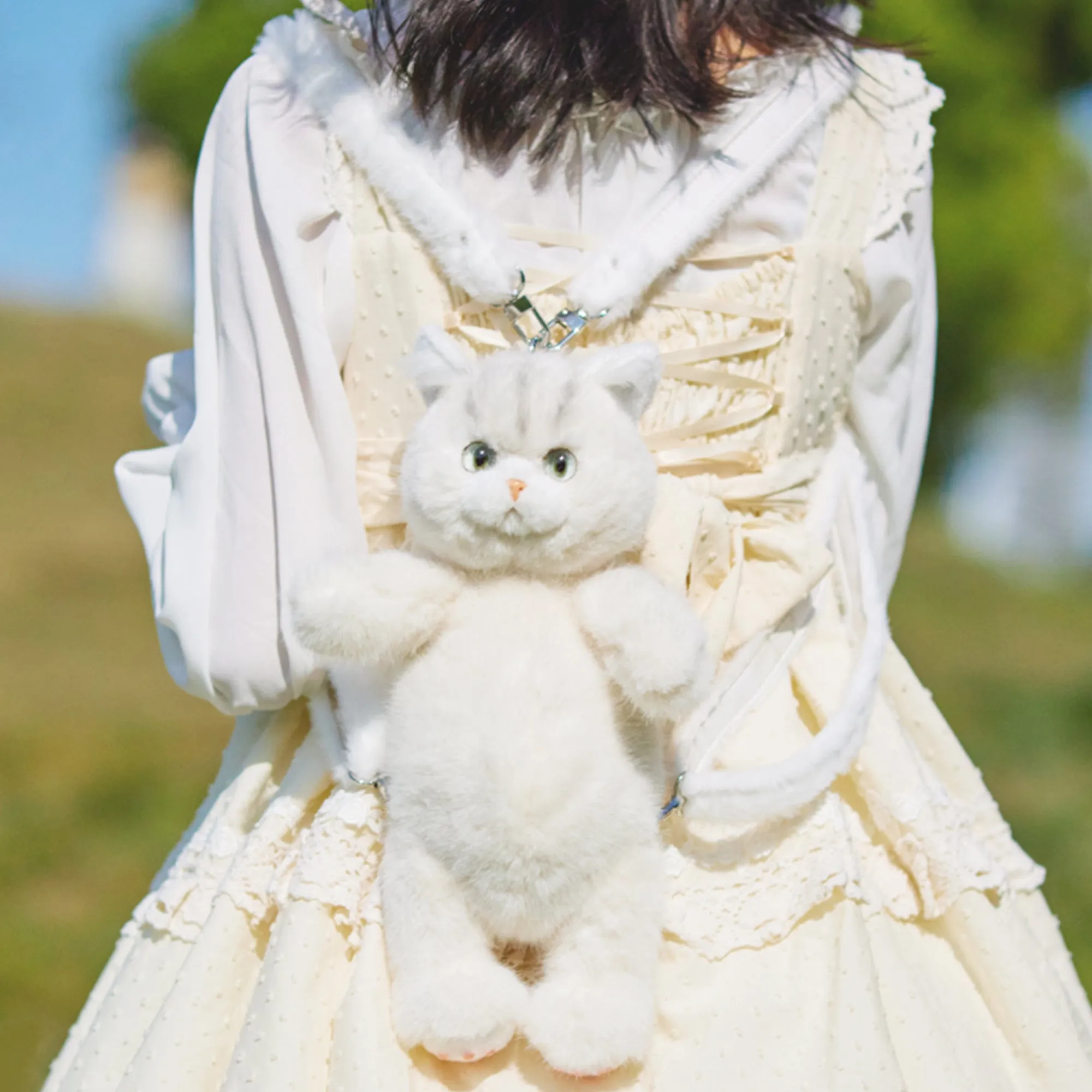 White Short-hair Cat Backpack