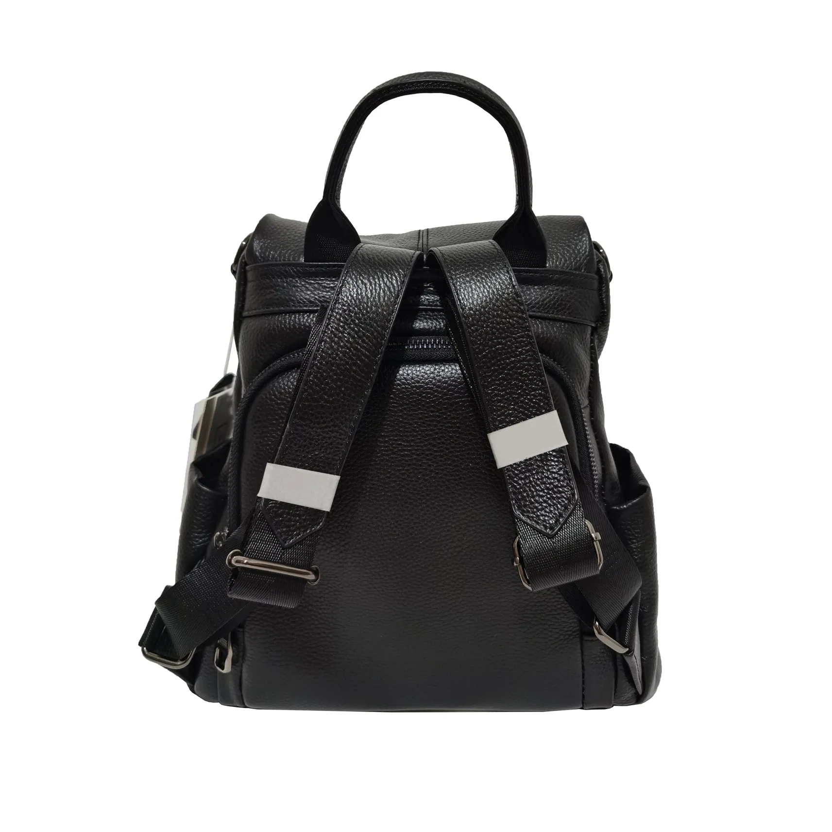 Women's cowhide leather Flap design anti theft backpack