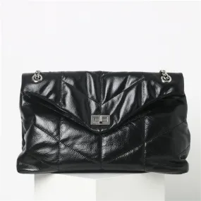 Womens Quilted Calfskin Leather Shoulder Bag