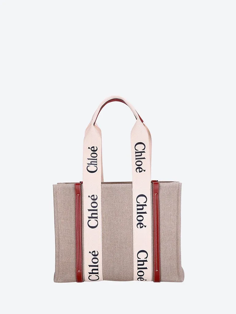 Woody linen medium tote bag