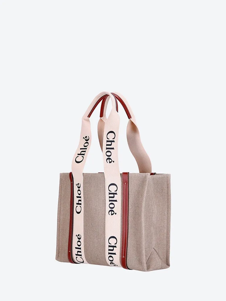 Woody linen medium tote bag