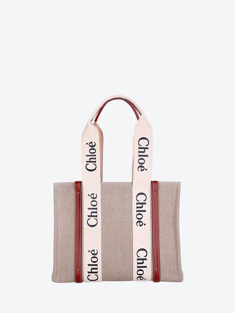 Woody linen medium tote bag