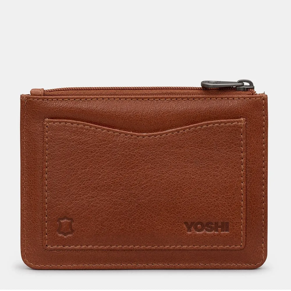 Yoshi Stag Tweed & Brown Leather Zip Top Purse